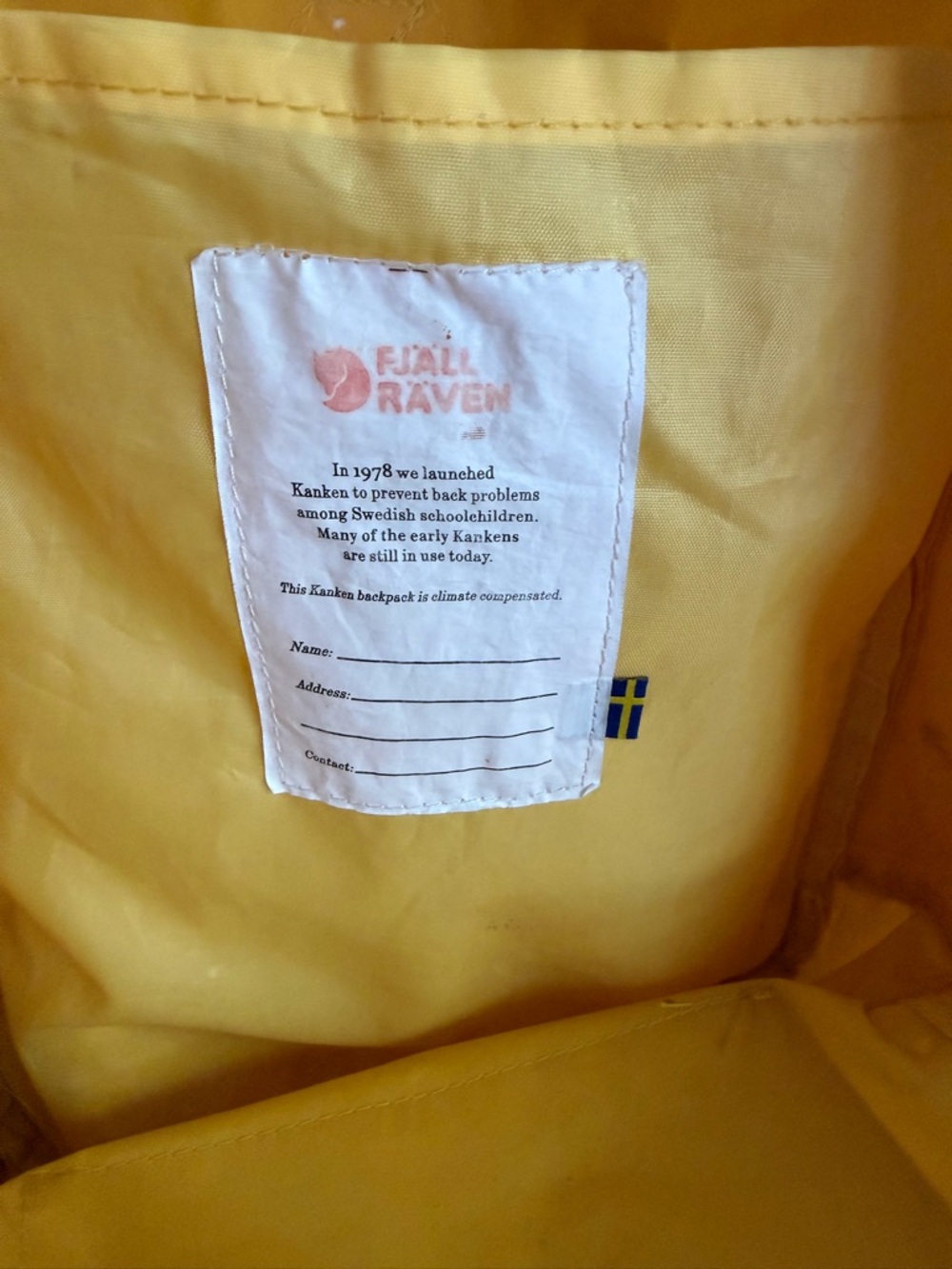 Fjallraven Kanken Backpack in Bright Yellow with Red Logo - Picture 5 of 6